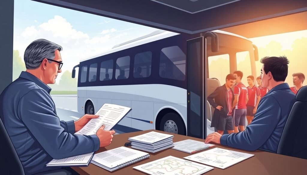 Безопасность на дорогах и поездках на соревнования - иллюстрация